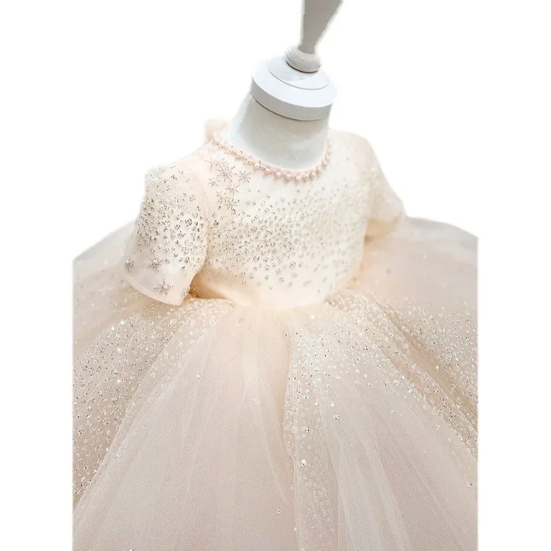 

Party Dress 2025 New Kids Flower Girl Matching Children First Birthday Elegant Gown Outfit Princess Dresses Costume Fashion