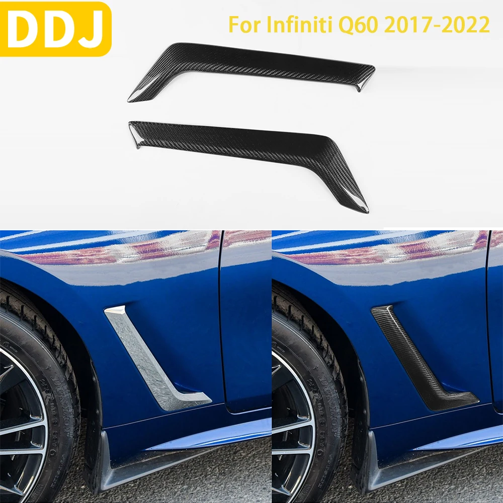 For Infiniti Q60 2017-2022 Accessories Real Carbon Fiber Exterior Side Fender Air Vent Front Wheel Bumper Intake Spoiler Cover