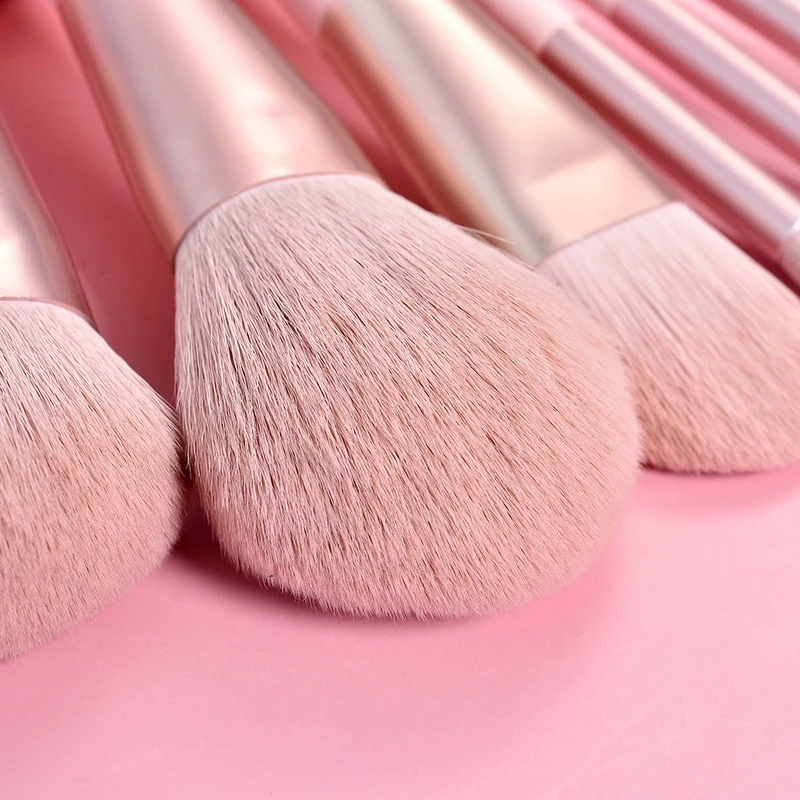 11 pcs Pink Makeup Brushes Set Vegan Eyebrow Eyelash Powder Synthetic Hair Foundation Brush Make Up Tools For Women