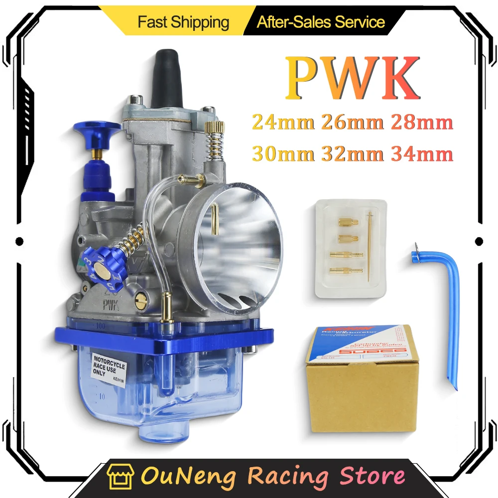 Universal Racing PWK Carburetor With Power Jet For KEIHIN KOSO OKO PWK 24 26 28 30 32 34mm Blue Bowl 2T 4T Scooter ATV Dirt Bike