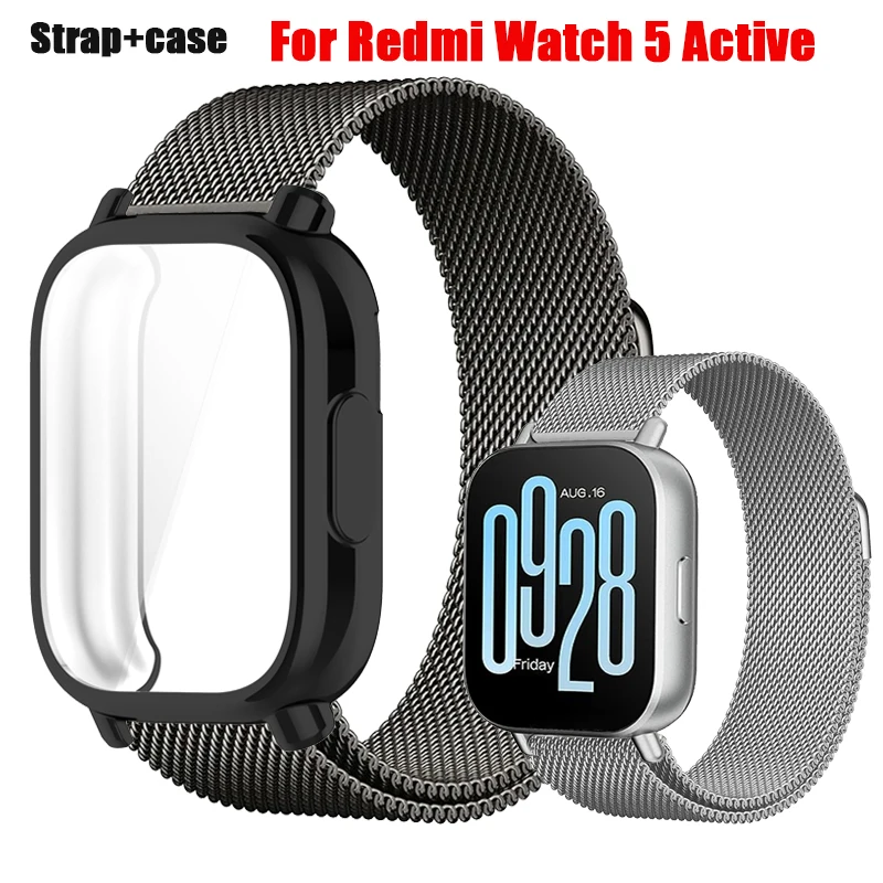 Case+Milanese Magnetic Strap For Redmi Watch 5 Active Band TPU Soft Case Screen Protector For Redmi Watch 5 Lite Metal Watchband