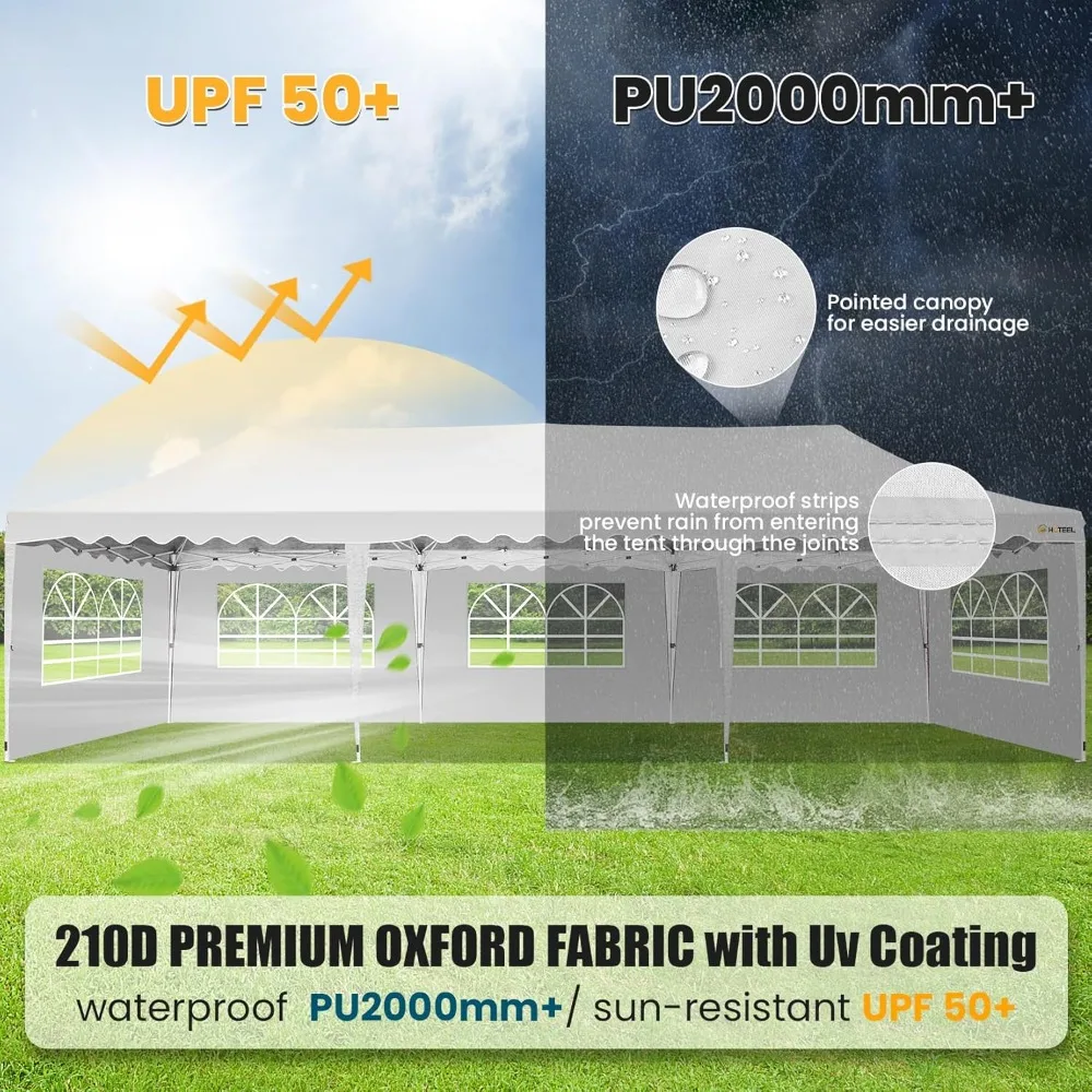 10x30 Pop Up Canopy with 8 Sidewalls UV 50+ and Waterproof Party Tent Thickened Frame Easy Pop Up  Outdoor Canopy