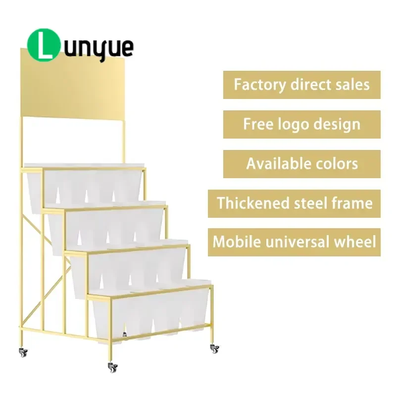 Gold Metal Flower Pot Display Rack Folding Storage Shelf Custom Logo Plant Stand Organizer for Home Garden Indoor Outdoor