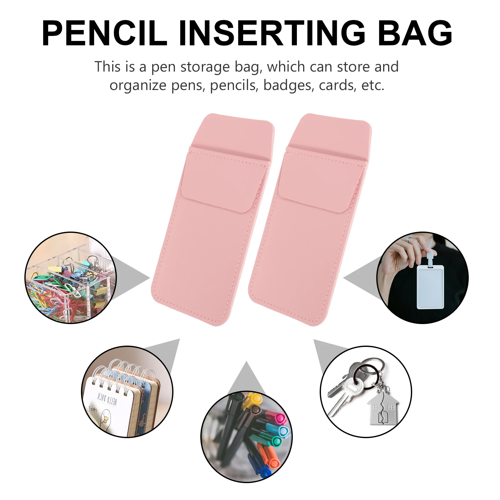 

2pcs Portable Sleeve PU Pocket Protector for Nurse Doctor Shirt Pen Storage Bag Organizer White Pouch Small for Pens