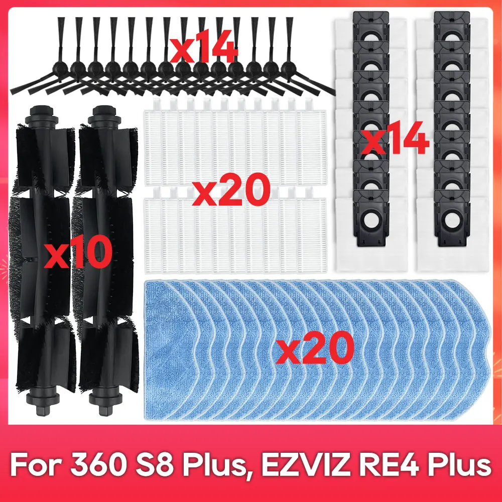 Fit For ( 360 S8, S8 Plus, Honor Choice R2, R2S Lite, EZVIZ RE4 Plus, RE5 Plus ) Main Side Brush Filter Mop Accessory Part