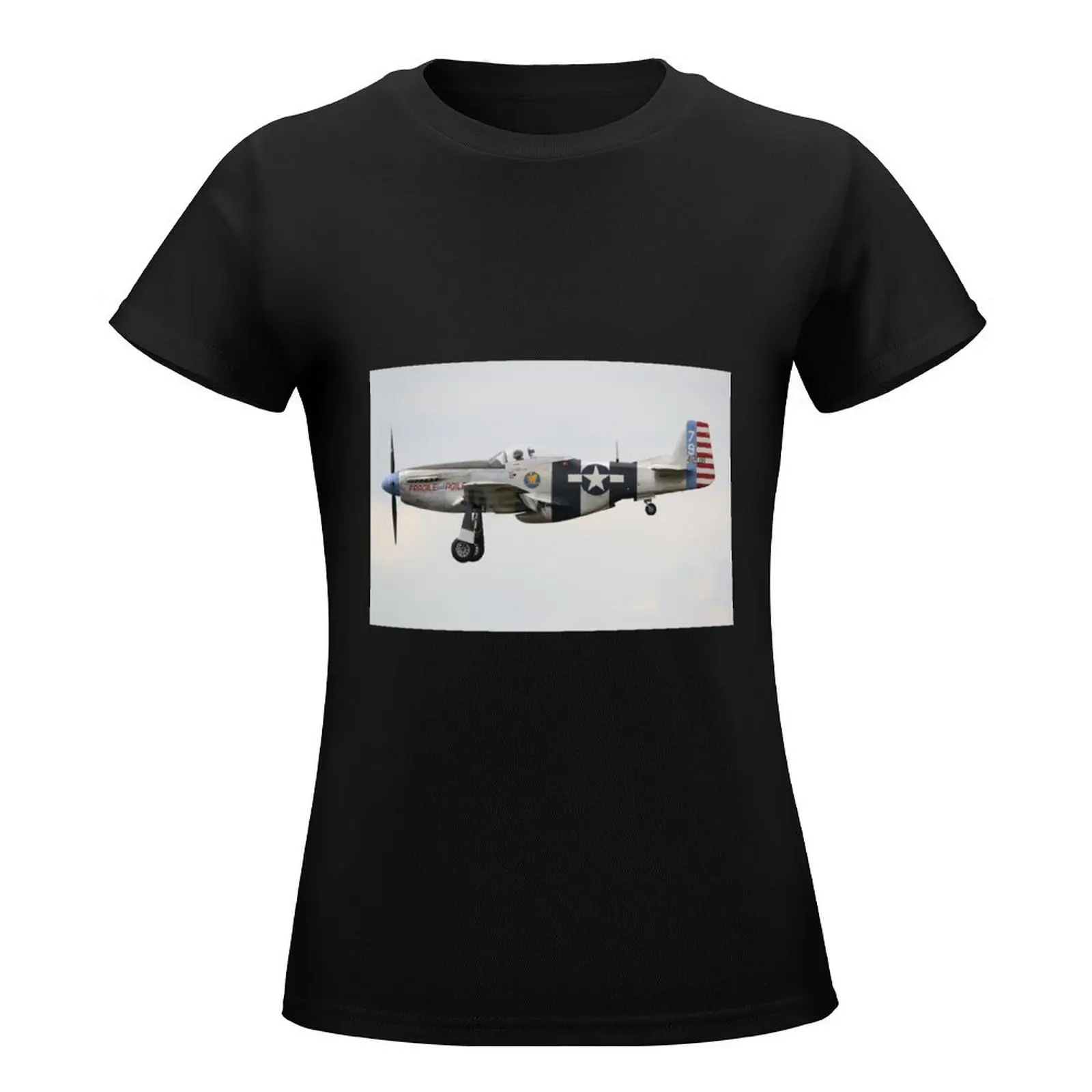 North American P-51K Mustang Fragile but Agile T-Shirt tops Aesthetic clothing graphics luxury designer clothing Women