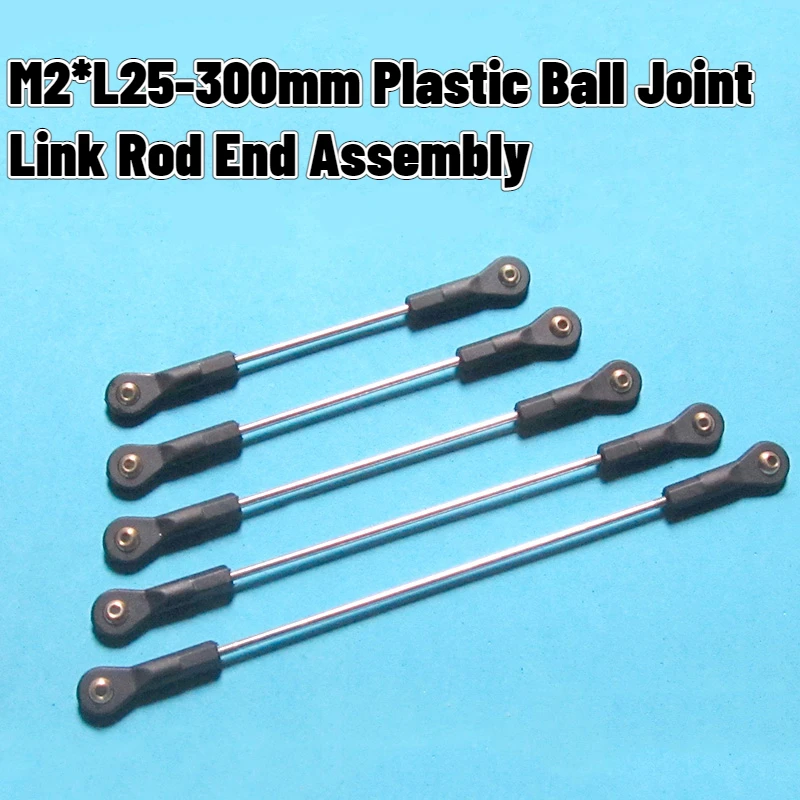 

M2*L25mm-300mm Link Rod End Ball Joint Metal Tie Rod End Assembly Plastic Ball Head Buckle Adjustable Range 10mm High Precision