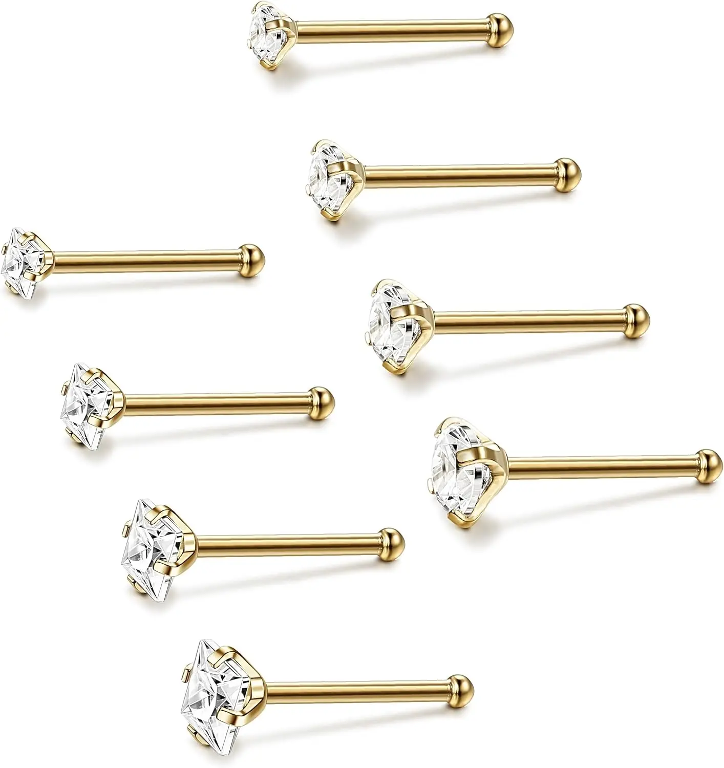 

Florideco Hypoallergenic Nose Rings Surgical Stainless Steel Nose Rings Studs CZ Labret Nose Piercing Jewelry for Women Men