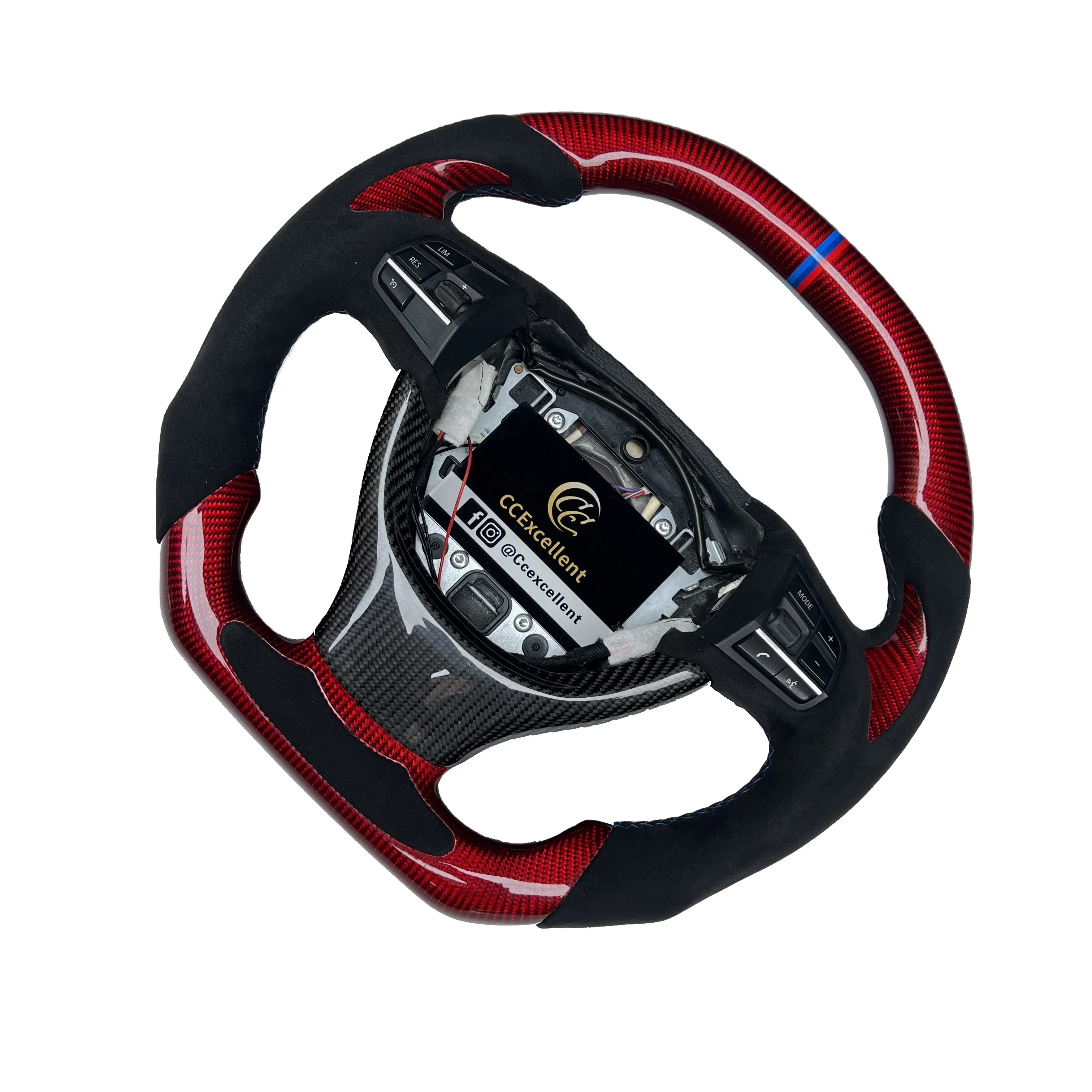 CCExcellent carbon fiber steering wheel with alcantara leather for F10 F15 F18 with trim and thumb grips