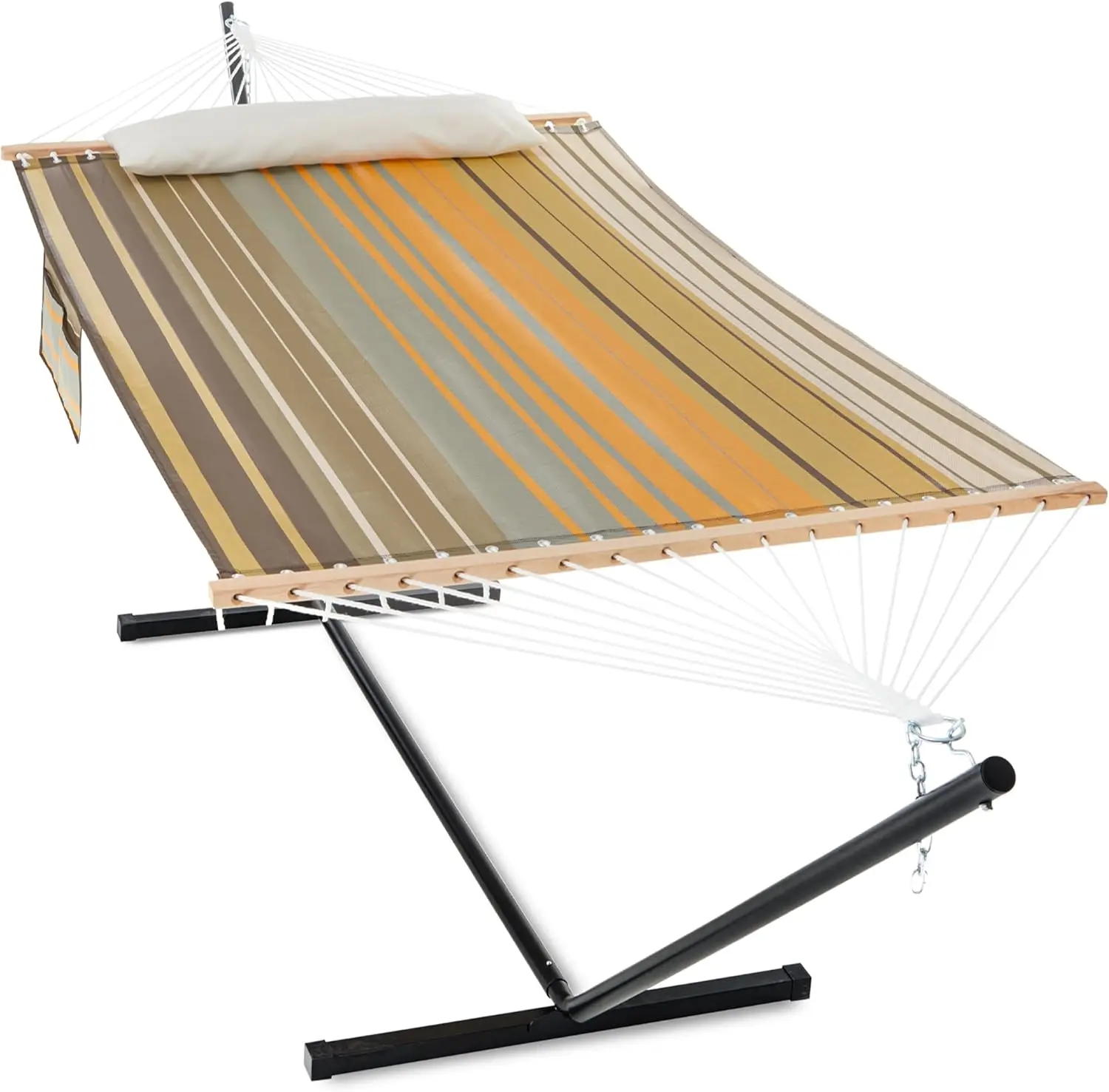 

Outdoor Waterproof Double Hammock with Stand, 2 Person Large Quick Dry Textilene Fabric, 475lbs Capacity