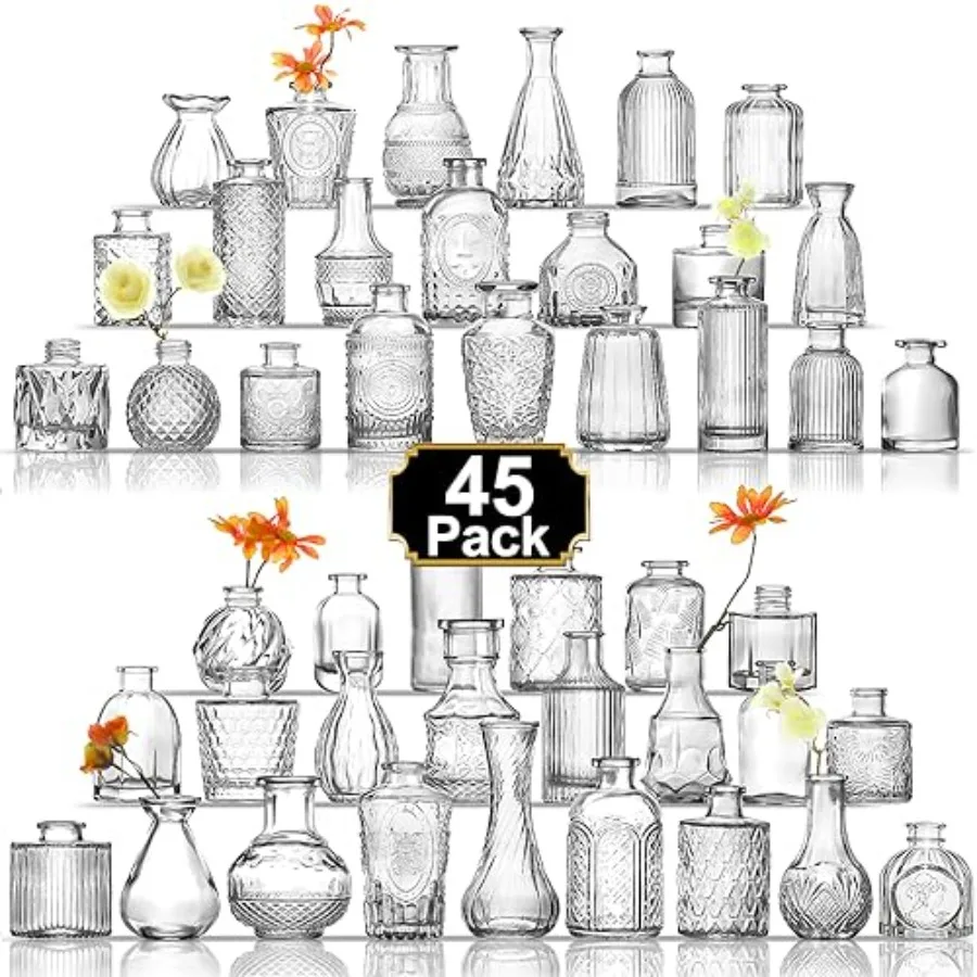 Bud Vase Set of 45 Clear Bud Vases in Bulk Mini Glass Vases for Flo...