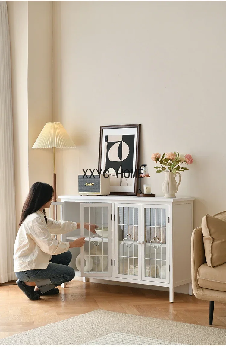French Country Retro Guest Dining Room Entrance Sideboard Storage Storage Glass Display Curio furniture