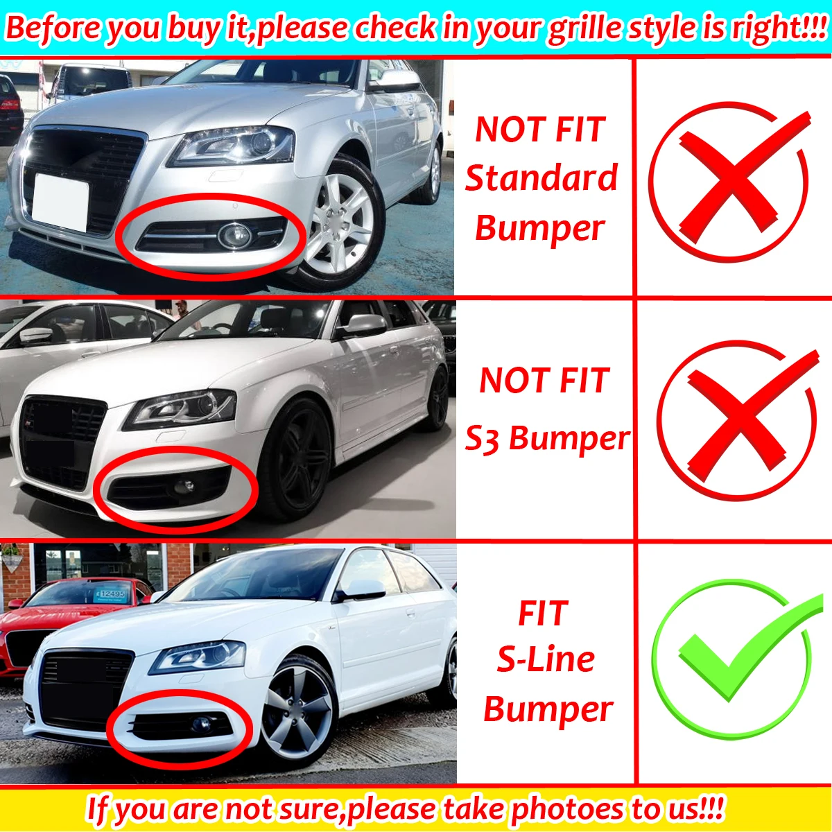 For Audi A3 8P S-Line 2009-2012 Front Bumper Fog Light Grille 1Pair Honeycomb Mesh Fog Lamp Racing Grill Cover