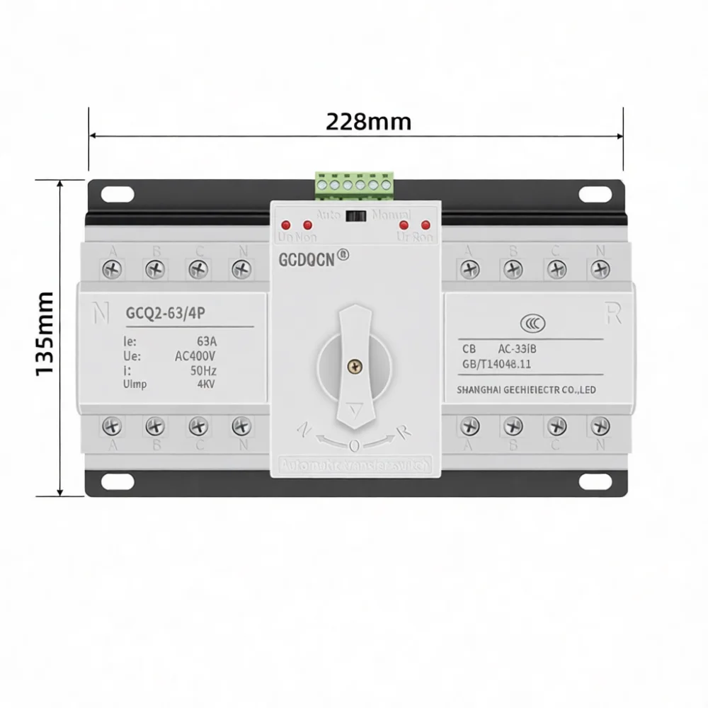 Automatic Transfer Switch For Household PV Power Supply 2P 4P 63A 125A Dual Source Changeover Controller Stability Protection Ge