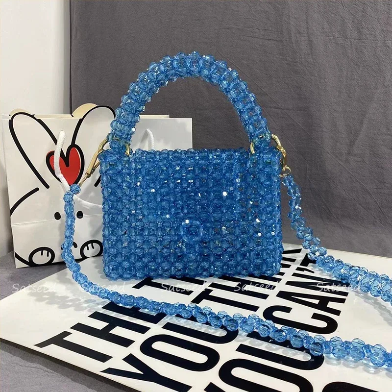 Summer Hand-Woven Hand Beaded Bag Customized Ladies Messenger Purses and Handbags Luxury Designer Female Bags for Women 2023