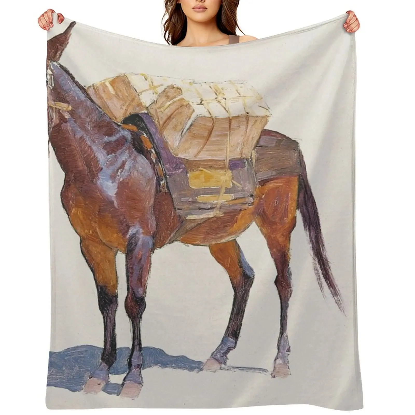 

Frederic Remington - Untitled pack mule study Throw Blanket Tourist Luxury St for babies Blankets