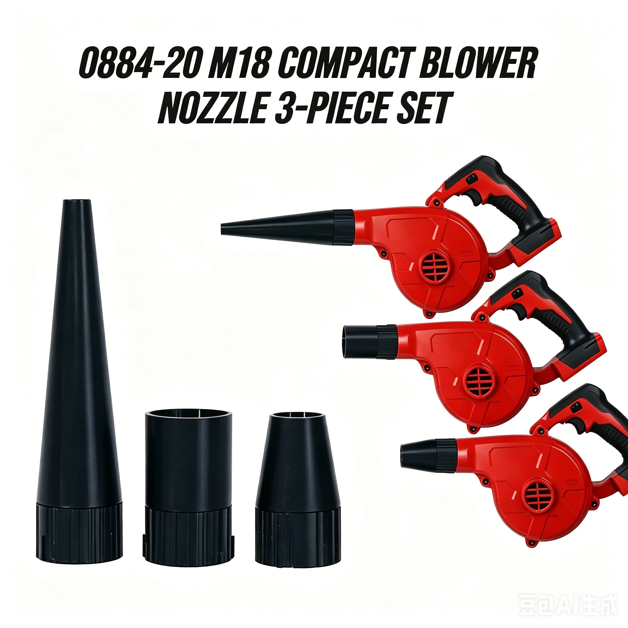 Blower Nozzle 3-Piece Set, Replacement Air Duct Nozzles Fit Compact Blower 0884-20, Multi Size Universal Air Tool Accessories
