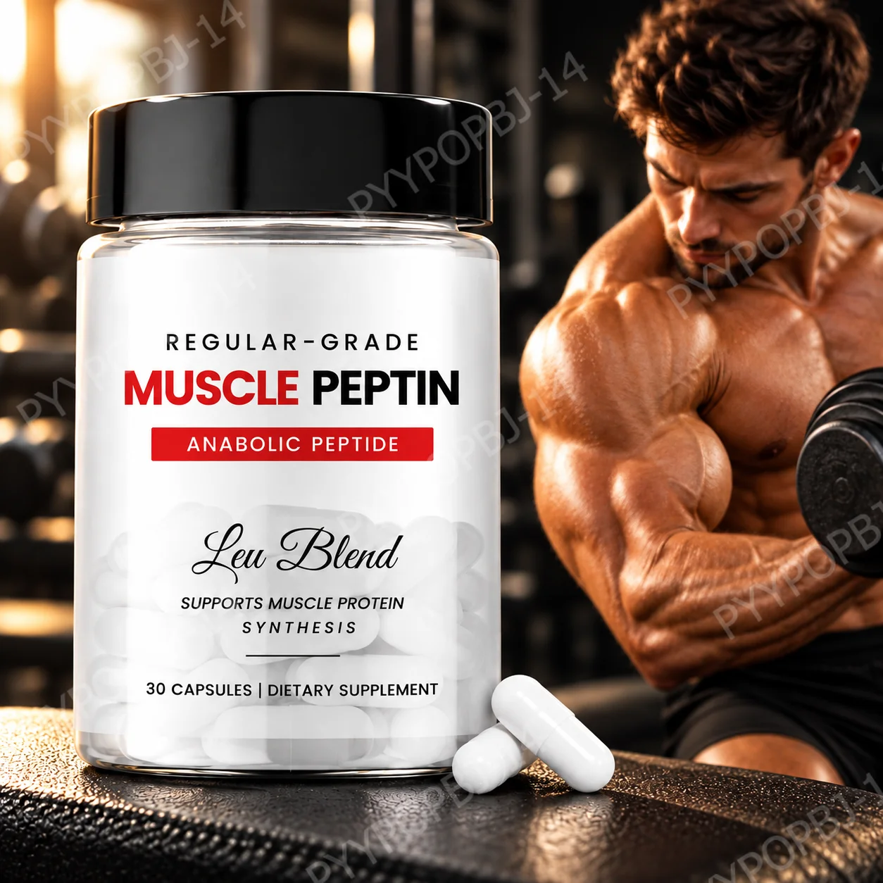 Muscle Peptin Capsules,Boost Muscle Growth,Enhance Workout Strength,Speed Post-Training Recovery,L-Leucine,30 Capsules