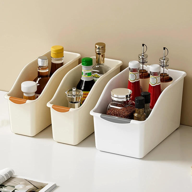 ​ ​ Organizador de gabinete deslizante con ruedas, cesta de almacenamiento de cocina de plástico para despensa, aperitivos, utensilios y suministros de limpieza ​ ​