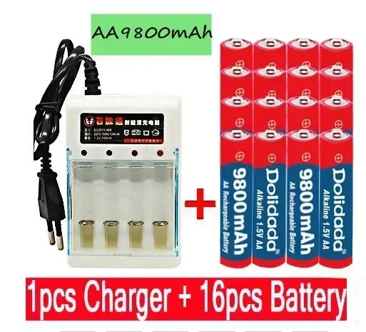 2024 new AA 9800mah 1.5V rechargeable battery+charger alkaline suitable for toy LED lights, MP3, etc