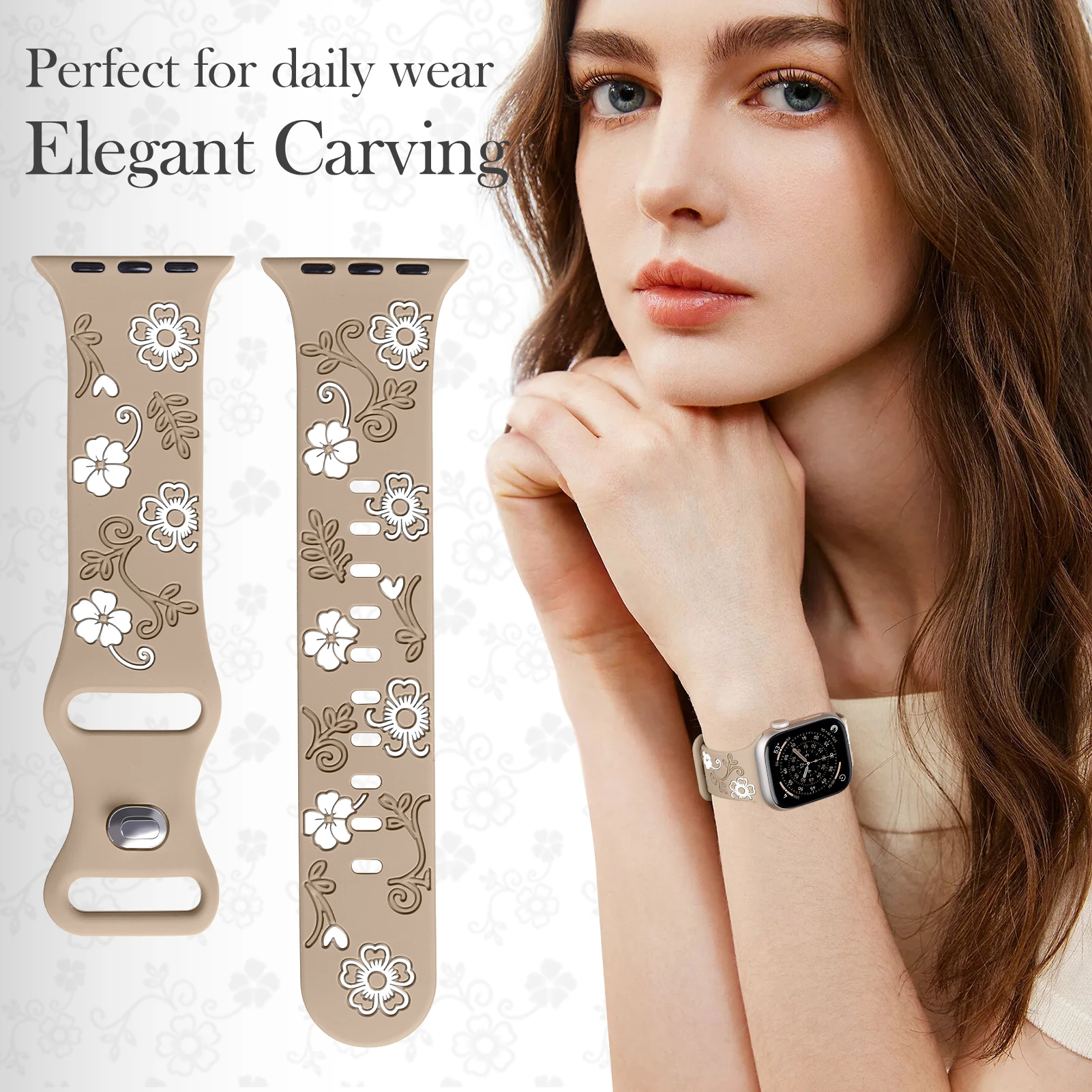 Bracelet gravé pour Bracelet de montre Apple 45mm 44mm 42mm 41 40 49 46mm Bracelet Correa en Silicone iWatch série 11 10 9 8 7 SE Ultra2 3