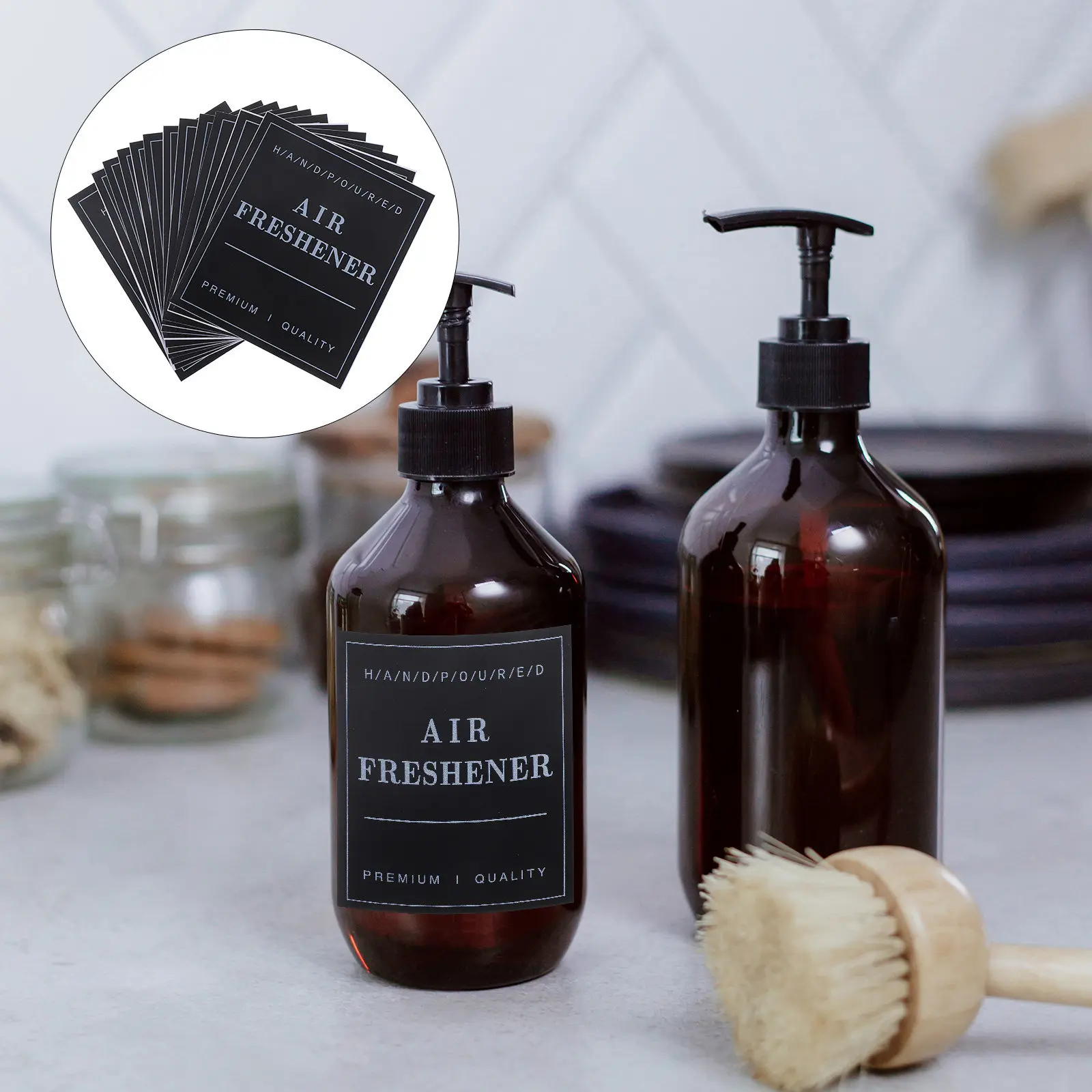 36Pcs Bathroom Sticker Labels Waterproof Adhesive PVC for Soap Dispensers Shampoo Bottles Organizing Toiletry Containers