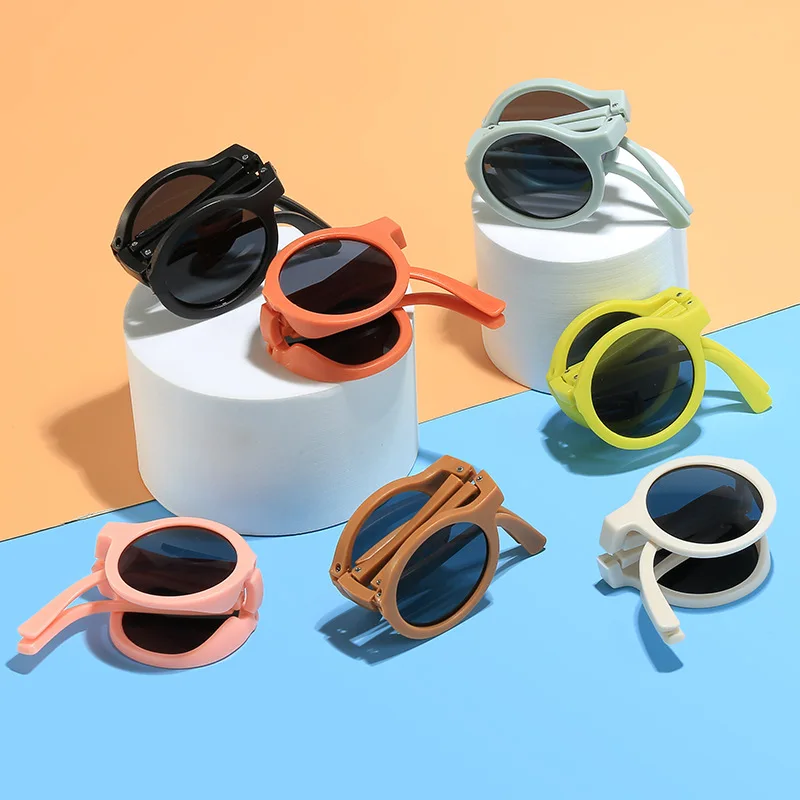 New Kids Sunglasses Baby Girls Boys fold Cartoon Candy Color Sun Glasses Outdoor Sun Protection Vintage Children Sunglasses