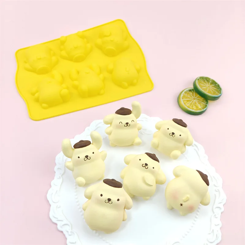 6 Pcs ,Cartoon Puppy Silicone Molds, Pudding Mold, Jelly White Jelly Bowl, Cake Baking Plaster Doll, Abrasive Silicone Molds