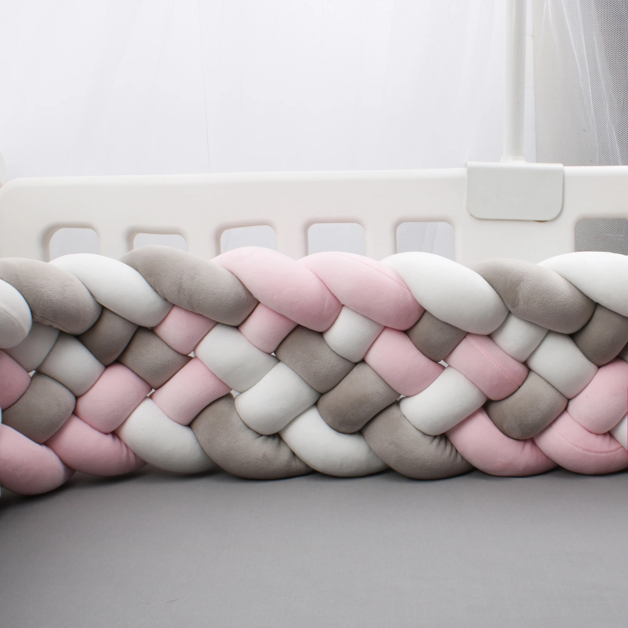 200cm Baby Bed Bumper Braid Knot Pillow Cushion Bumper for Crib Protector Cot Bumper Room Decor