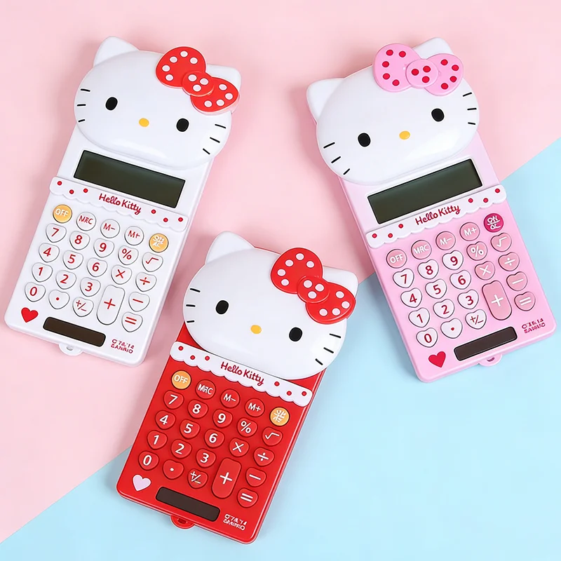 Hello Kitty Calculator Cute Push Back Design Portable Office Supplies Electronic Math Device Student Stationery Girl Gifts