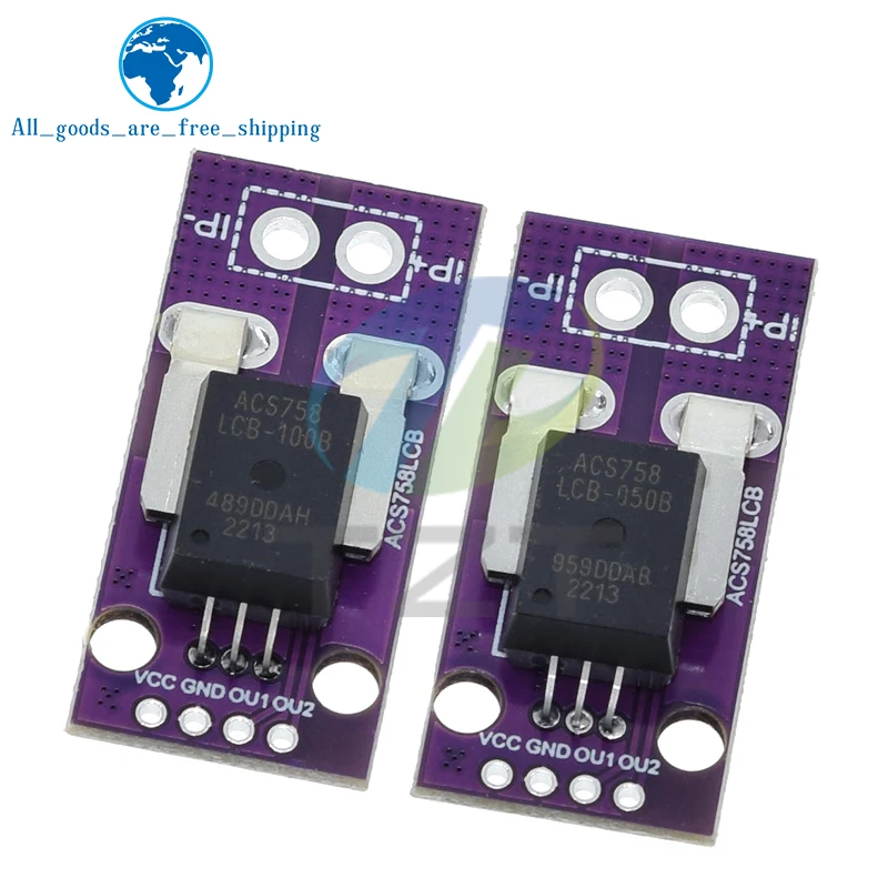 50A 100A Hall Current Sensor Module Linear Analog AC DC 3.3V-5V ACS758 ACS758LCB-050B 100B-PFF-T For Arduino RC Model Connector