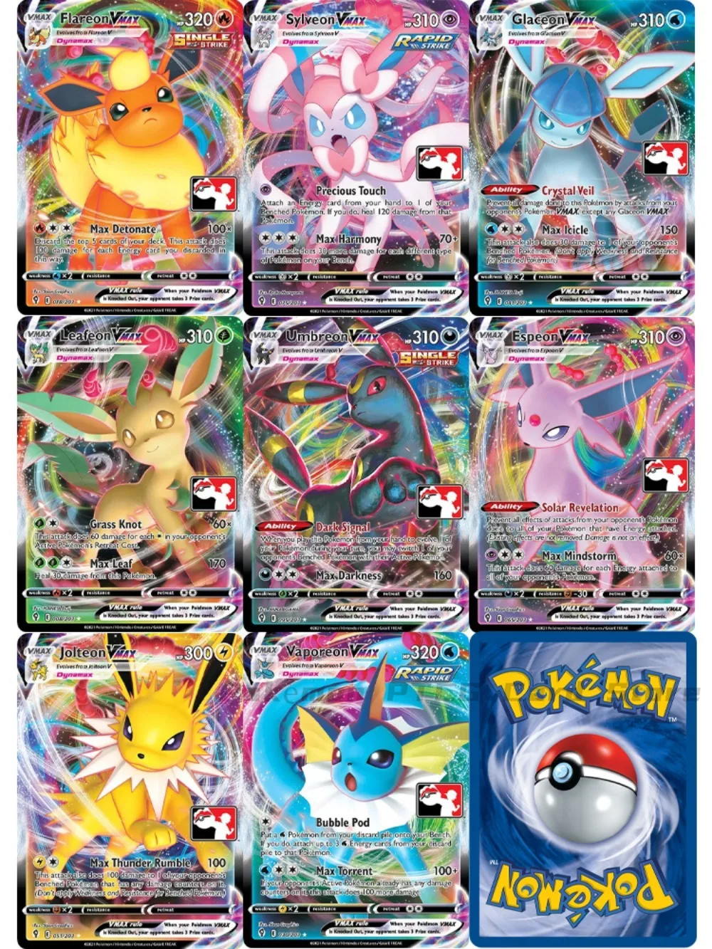 

9Pcs Pokemon PTCG Cards VMAX Umbreon Sylveon Espeon Prize Pack Series Cards Rare Collection Gameplay Battle Pokemon Cards Gift