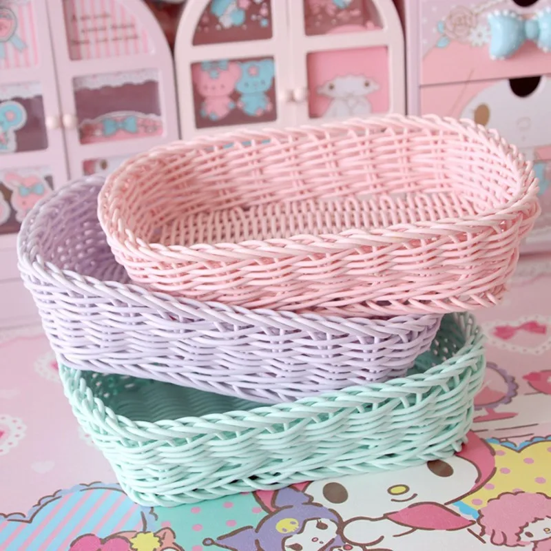 Home Storage Basket Desktop Basket Photo Props for Home Storage Decoration Sweet Color Basket Nordic Storage Fruit Basket