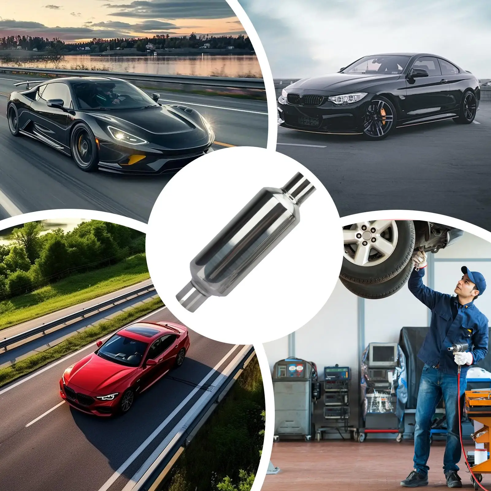 

51 мм, 57 мм, 63 мм, 76 мм, автомобильный глушитель из нержавеющей стали, автомобильная выхлопная система, глушитель, запасные части для модификации, снижение шума