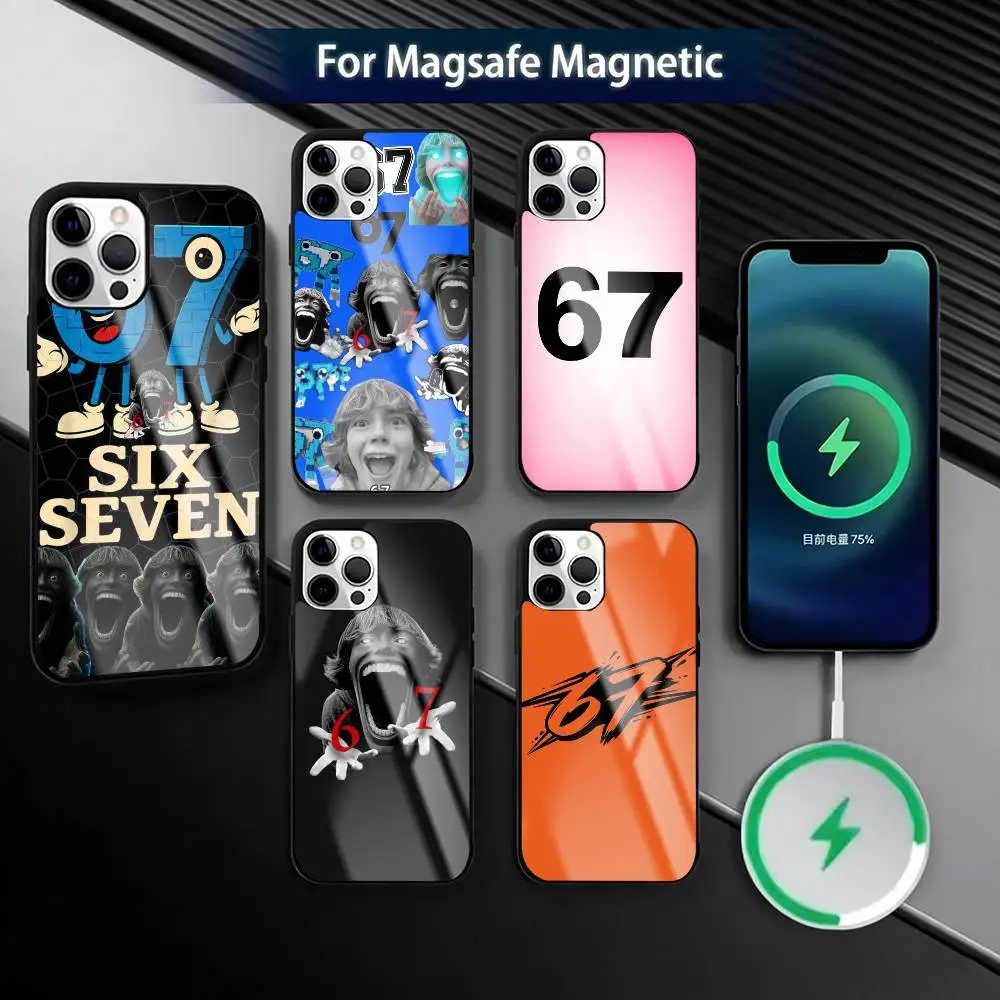 

67 Six Seven-n Phone Case For iPhone17,16,15,14,13,12,11 Plus,Pro Magnetic with Magsafe Wireless Charging
