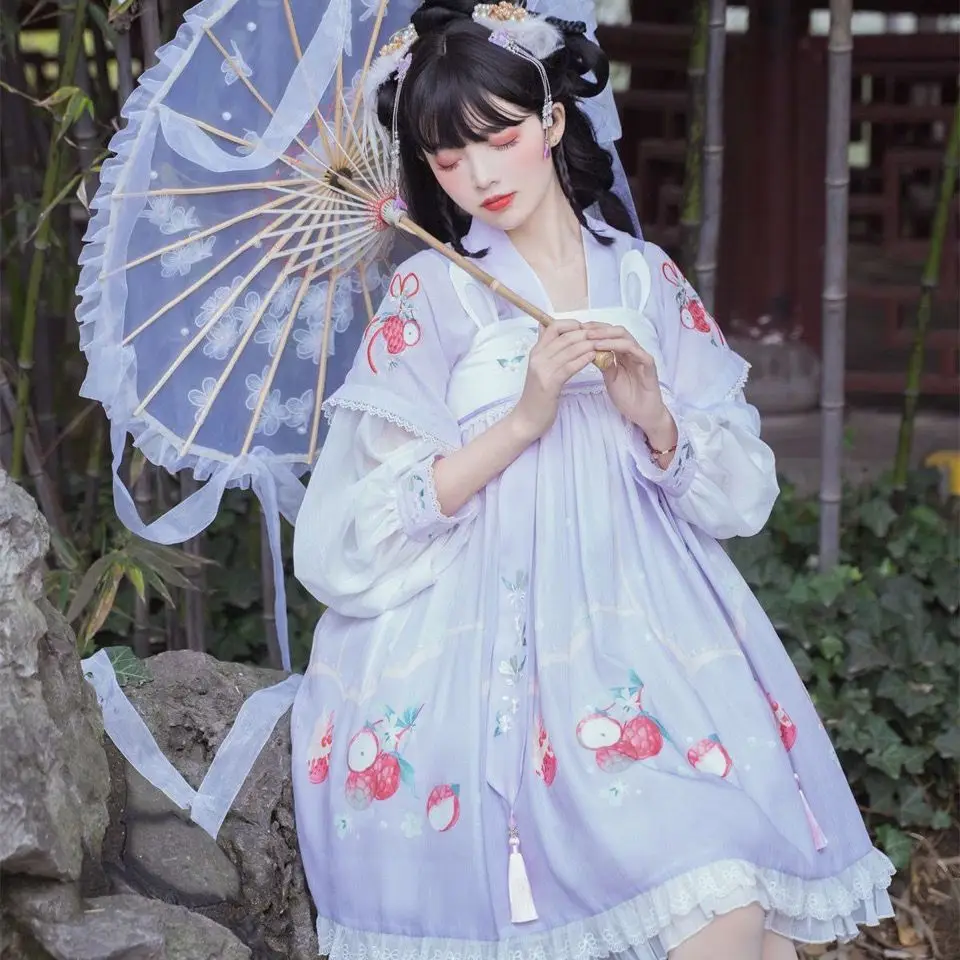 Chinese Style Litchi Ice Cream Op Long Sleeve Chinese Element Ancient Style Little Fresh Lolita Dress Harujuku Goth