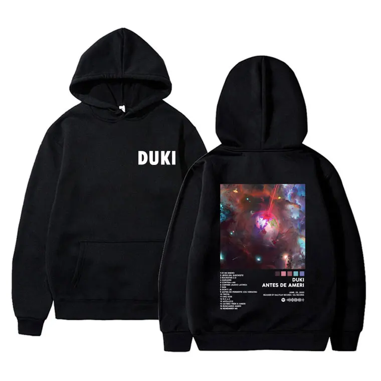 Rapper Duki Antes De Ameri Fashion Merch Double Sided Print Hoodie Men Women Hip Hop Oversized Sweatshirt Male Vintage Hoodies