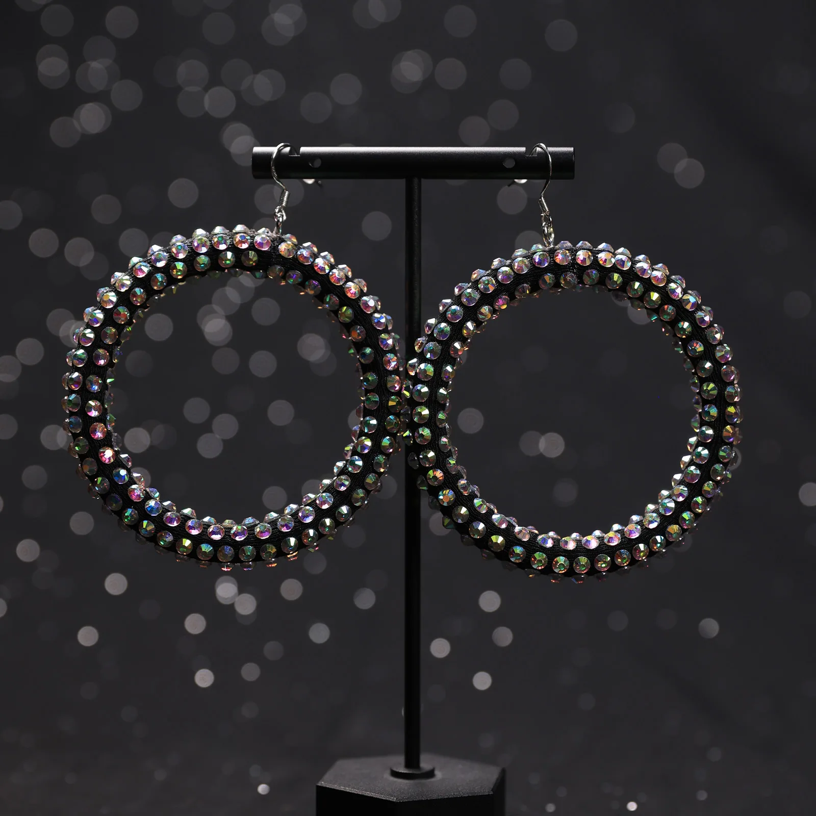 Nieuwe Mode Buikdans Handgemaakte Oordruppels Anti-allergie Prestaties Kostuum Accessoires Kleurrijke Diamond Sparkle Circle Oorbellen