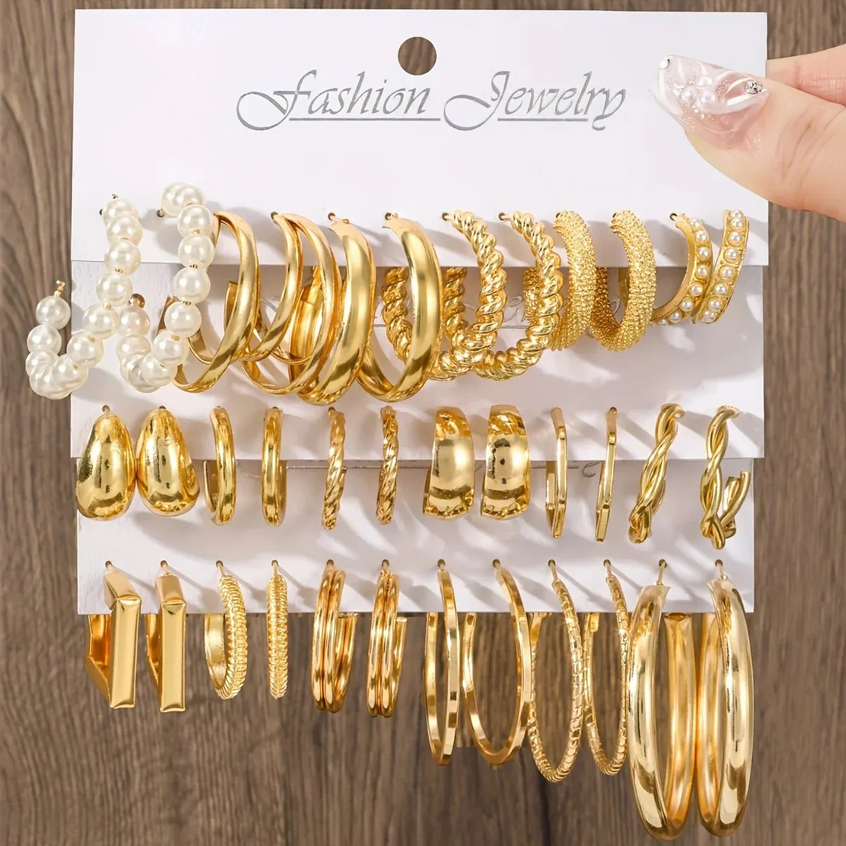 18 пар/комплект, модные и элегантные золотые геометрические широкие блестящие металлические украшения