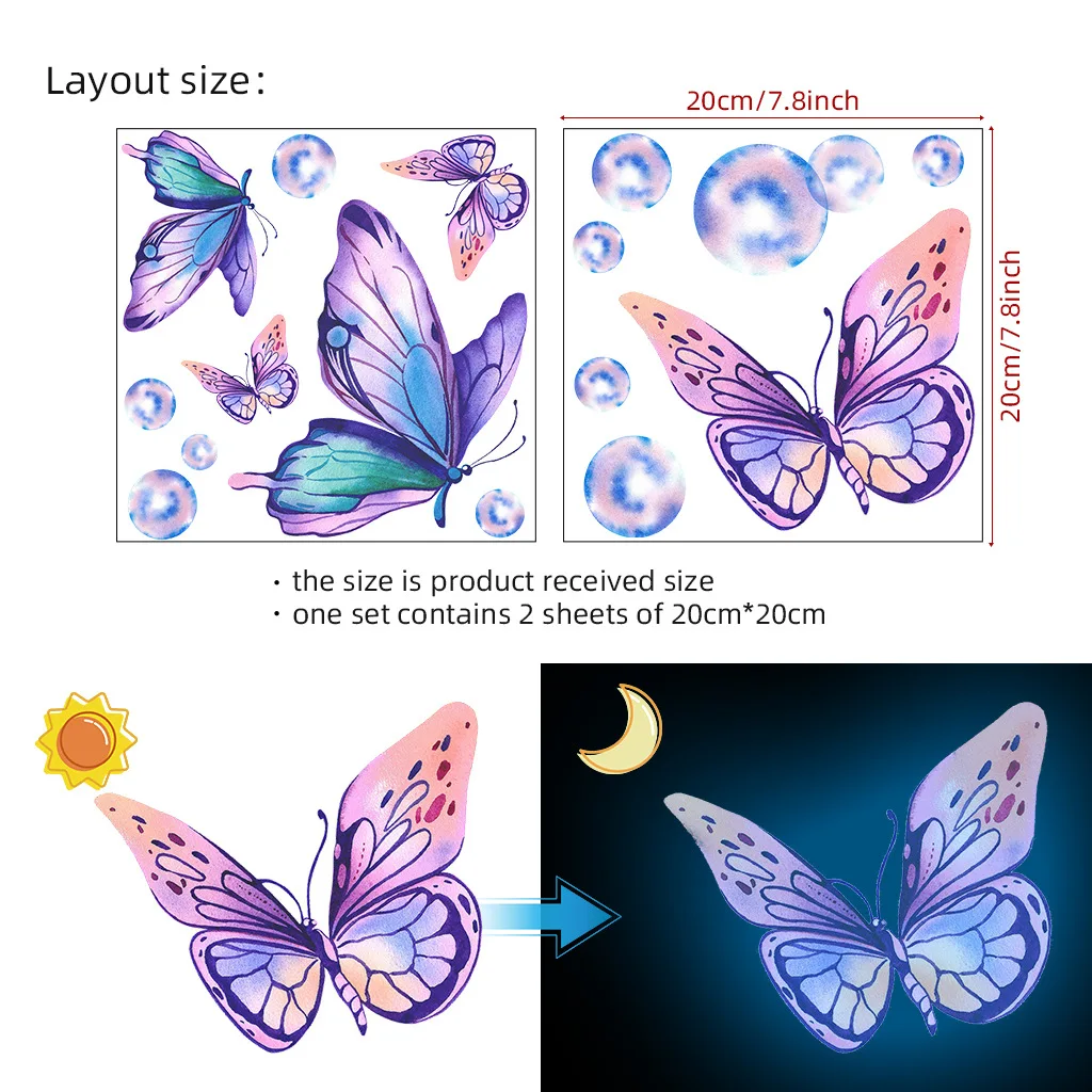 Luminous Colorful Butterfly Wall Stickers Glow In The Dark Butterflies Wall Decals For Bedroom Living Room Home Decoration