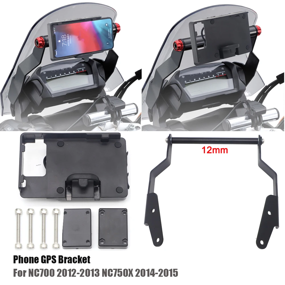 

BLACK Stand Holder Phone Mobile Phone GPS Plate Bracket For NC700 2012-2013 NC750X 2014-2015