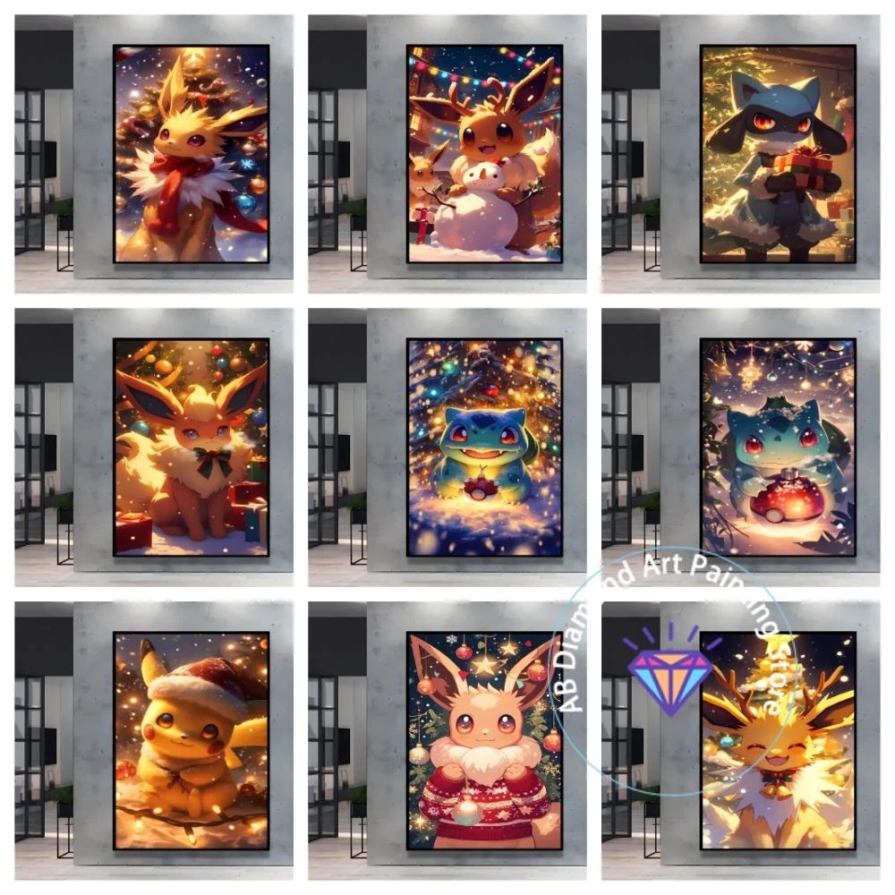 

Square Round AB Diamond Painting Kit Pokemon Raichu Eevee Cute Cartoon DIY Cross Stitch Handmade Art Gift Crafts Home Decor Gift