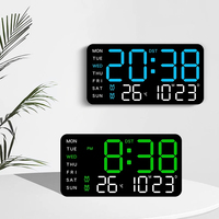 Large Digital Wall Clock Borderless Electronic Alarm Clock Multifunctional Hanging Standing Clock Simple Wall Clock 12/24H