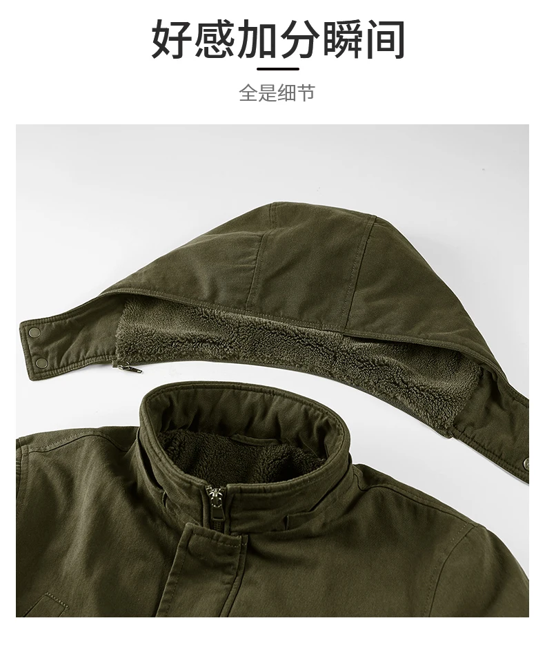 Middle Elderly Mens Pure Cotton Multi Pocket Workwear Jacket Mid Length Loose Windbreaker Spring Autumn Outdoor Windproof Daily
