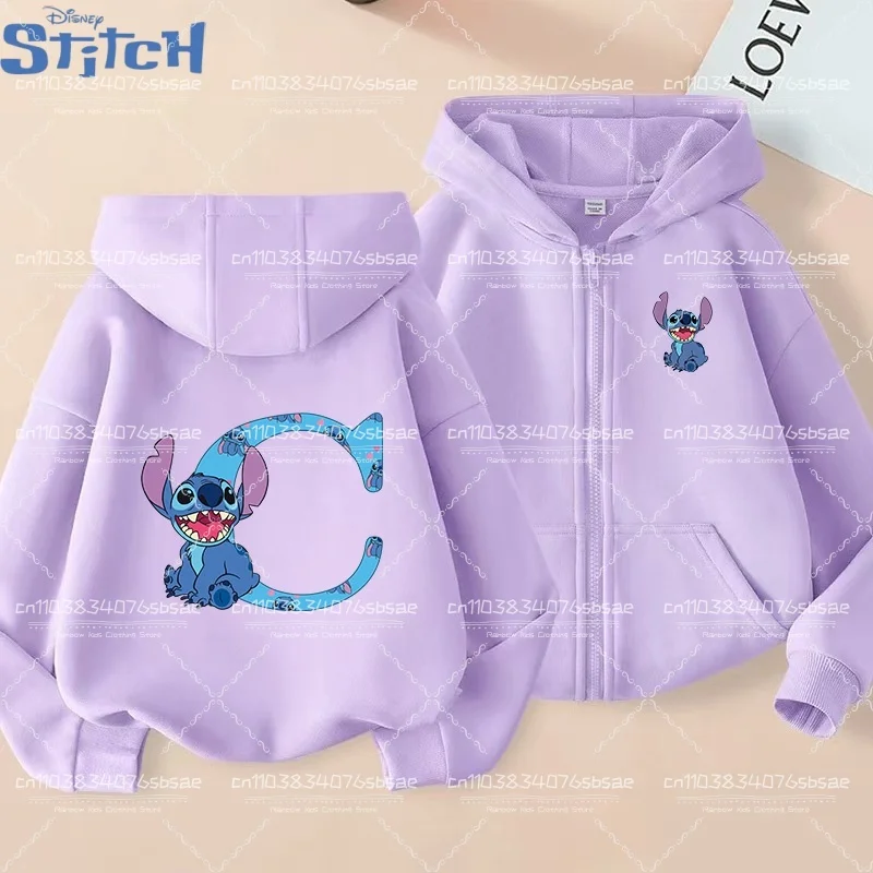 غرزة ديزني رسالة A-Z الأطفال لطيف الكرتون طباعة معطف Kawaii غرزة قلنسوة بسحاب ملابس الاطفال حفلة عيد ميلاد هدية الملابس #4