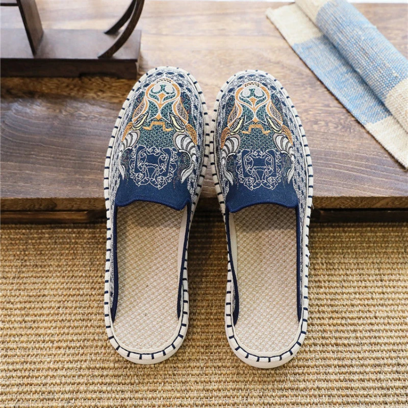 Male Slipper Casual Indoor House Walk Around Home Men's Shoe Canvas Slides Comfortable Designer Luxury Cheap Shoes Liquidation