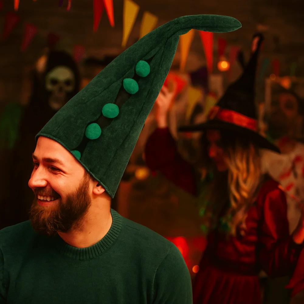 Chapéu de Poliéster em Formato de Ervilha para Decoração de Cabelo, Acessório de Fantasia de Halloween, Adereço de Performance e Coleção