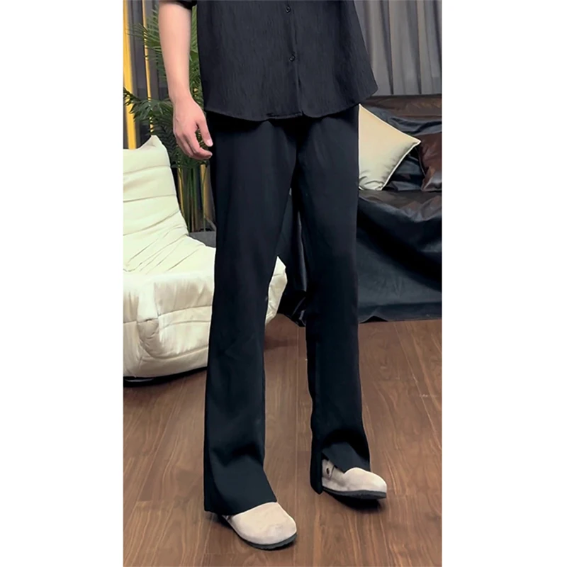 

Мужские брюки Bla с асимметричным подолом, летние, прямые, с эффектом драпировки, премиум-качество, слегка расклешенные, стильные...