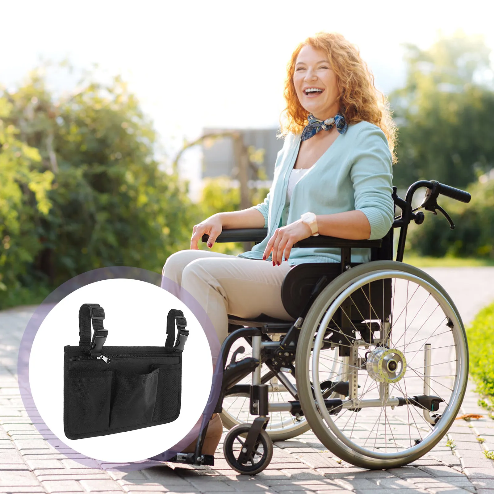 Large Capacity Wheelchair Side Storage Bag Oxford Cloth Hanging Pouch Walker Armrest Bag Convenient Side Organizer for Seniors