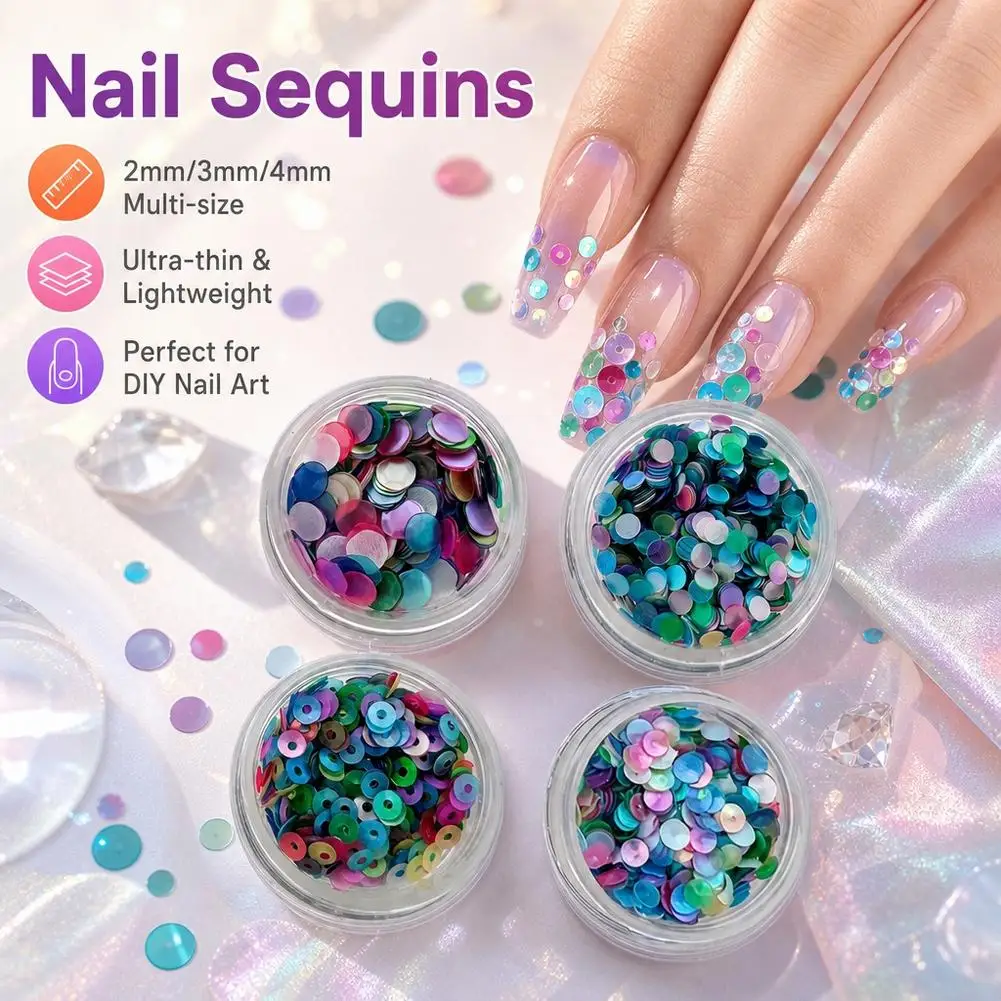 1 Box Dreamy Colorful Circular Ring Sequin Nails Accessories 3D DIY Nail Decoration Colorful Nail Salon